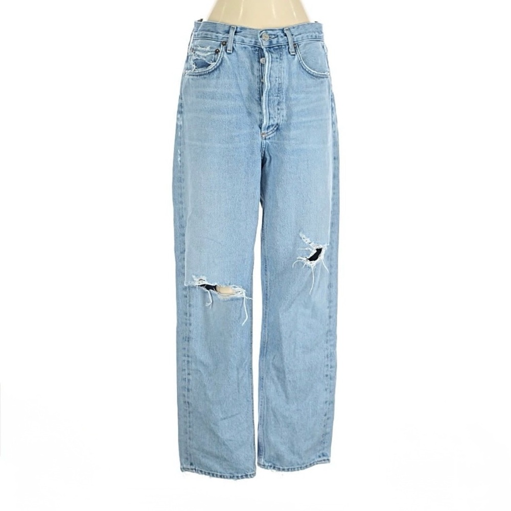 AGolde Classic Blue Distressed Women Jeans